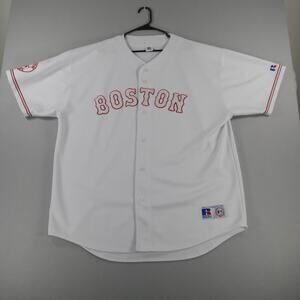 Vintage Y2K Russell Athletic MLB Boston Redsox Jersey Mens Size 3XL Baseball WHT